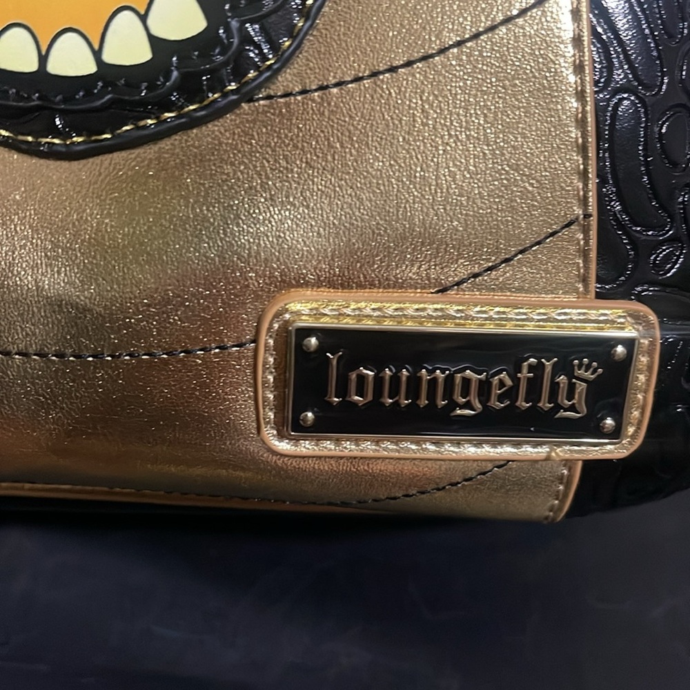LOUNGEFLY NEW BLACK & GOLD DRAGON BACKPACK/BAG - Picture 2 of 6